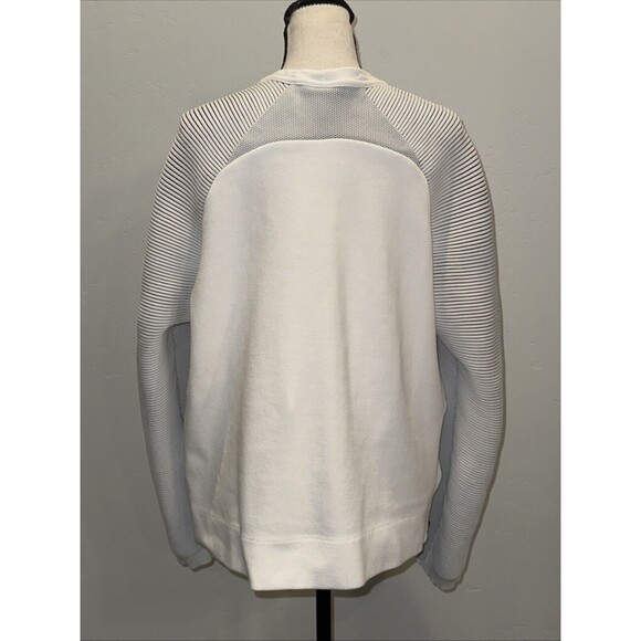Nike White Tech Fleece Ribbed Long Sleeve Crew Neck Sweatshirt Large, EUC - Picture 5 of 12